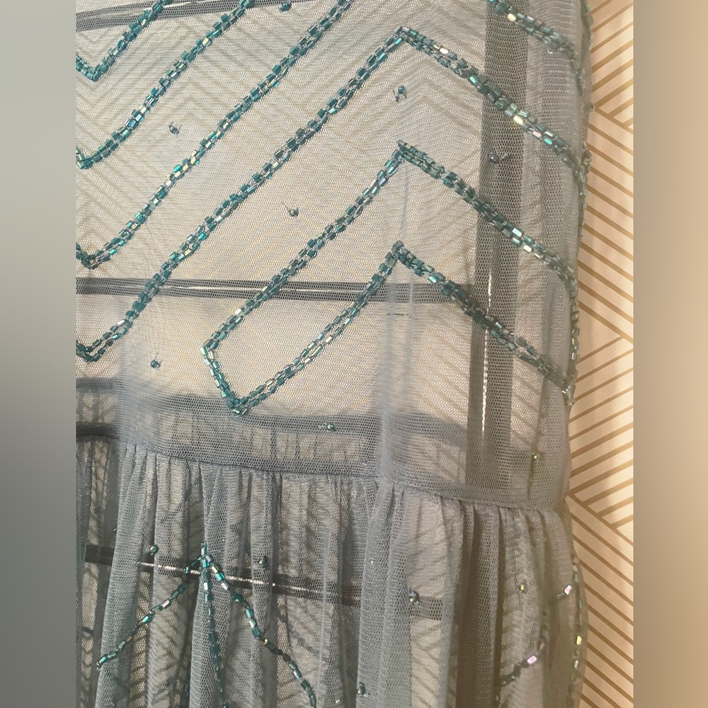 🌟Host Pick🌟Free People! Embellished Teal Sheer Slip Dress - Picture 11 of 16